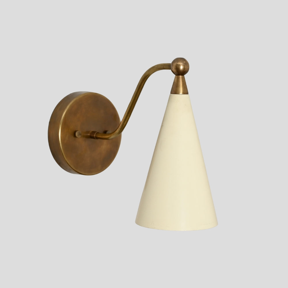 Mid century Sconce - Cream Cone Wall Lamp