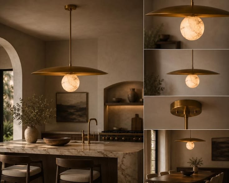 Mid-century Modern Alabaster Globe UFO Chandelier Ceiling Light