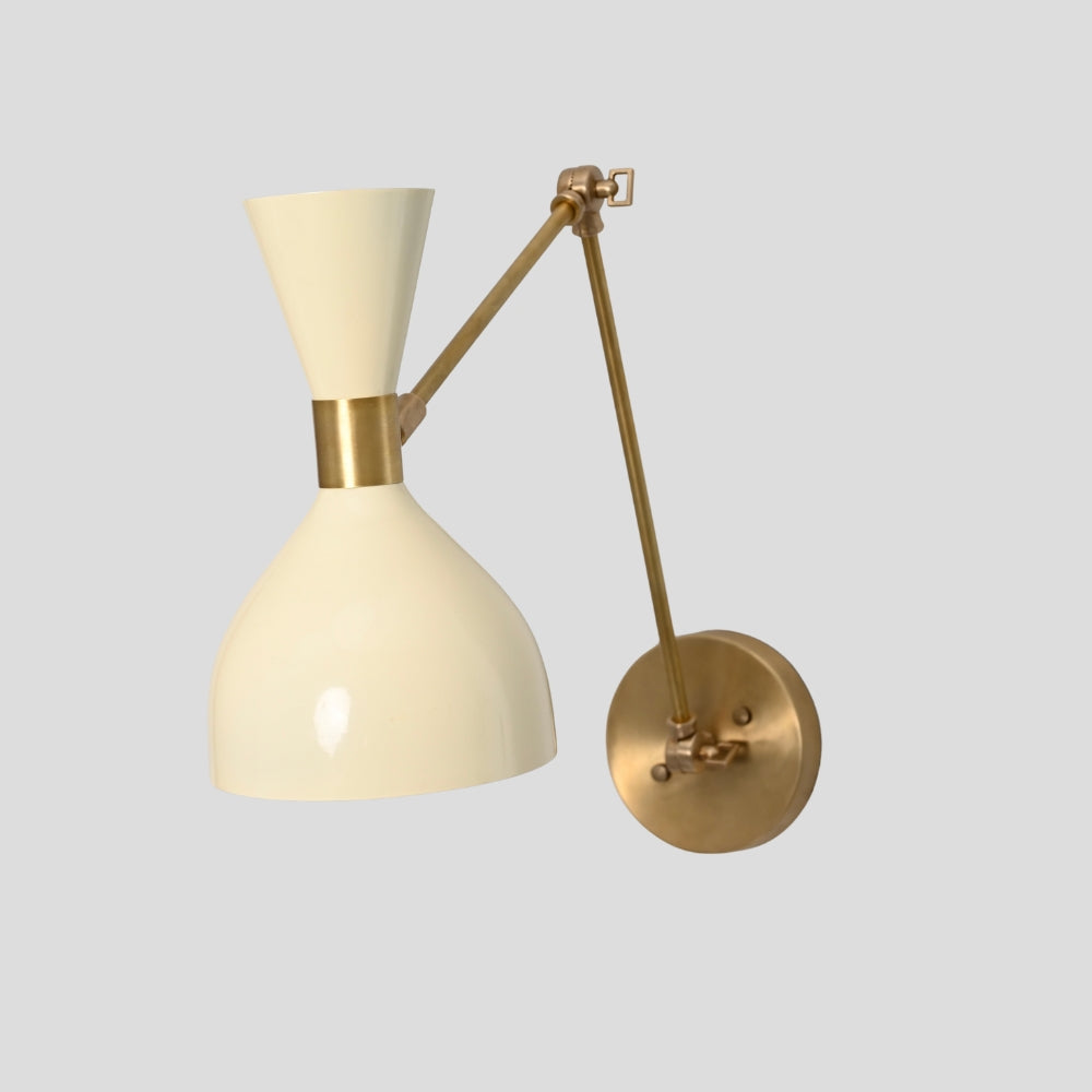 Adjustable Swing Arm Sconce - Cream Hourglass Shade