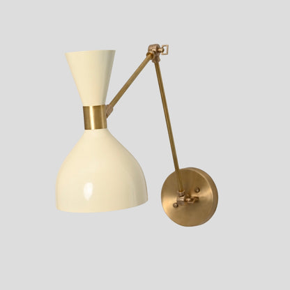 Adjustable Swing Arm Sconce - Cream Hourglass Shade