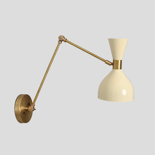 Adjustable Swing Arm Sconce - Cream Hourglass Shade