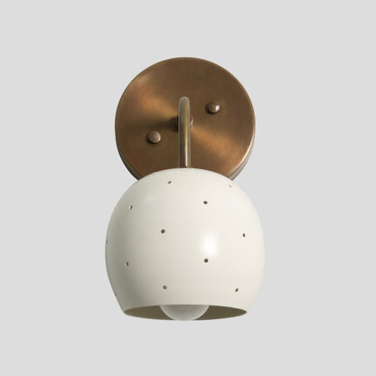 Antique Brass Wall Light - White Ball Perforated Shade