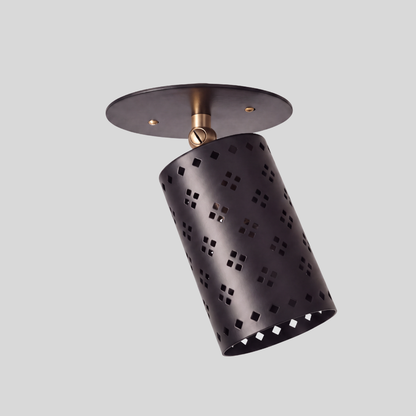 Articulated Black Perforated Spot Light - Diamond Cutout Ceiling Light
