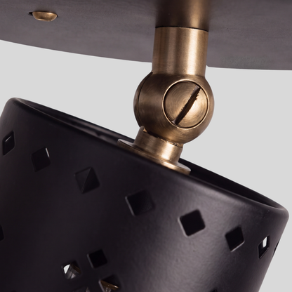 Articulated Black Perforated Spot Light - Diamond Cutout Ceiling Light