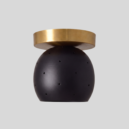 Black Ball Semi Flush Mount - Minimalist Perforated Brass Ceiling Light