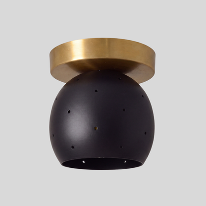 Black Ball Semi Flush Mount - Minimalist Perforated Brass Ceiling Light