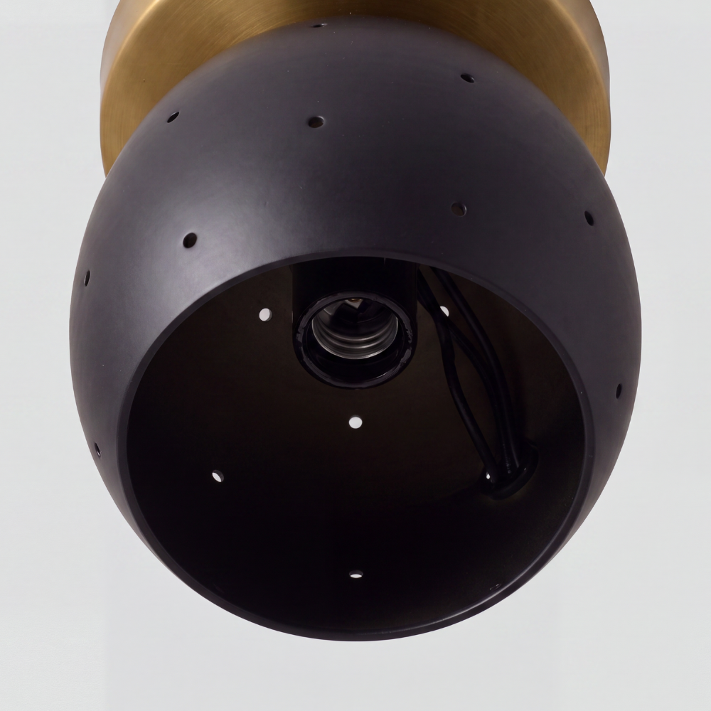 Black Ball Semi Flush Mount - Minimalist Perforated Brass Ceiling Light