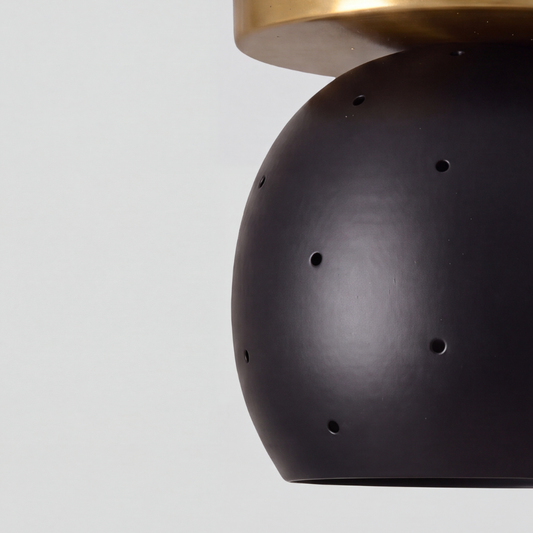 Black Ball Semi Flush Mount - Minimalist Perforated Brass Ceiling Light