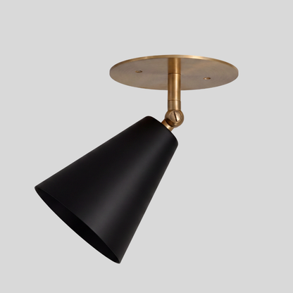 Black Cone Ceiling Spot Light - Adjustable Brass Flush Mount