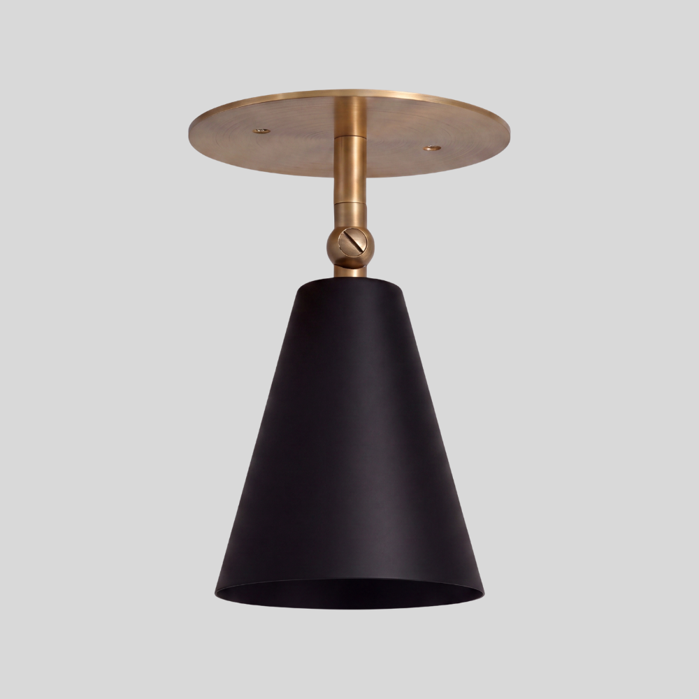 Black Cone Ceiling Spot Light - Adjustable Brass Flush Mount