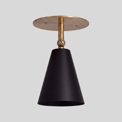 Black Cone Ceiling Spot Light - Adjustable Brass Flush Mount