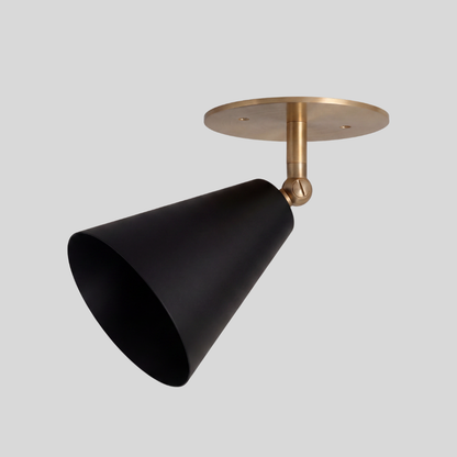 Black Cone Ceiling Spot Light - Adjustable Brass Flush Mount