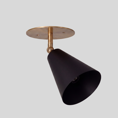 Black Cone Ceiling Spot Light - Adjustable Brass Flush Mount