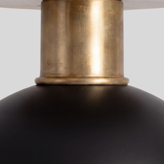 Black Dome Semi Flush Mount - Mid Century Brass Ceiling Light