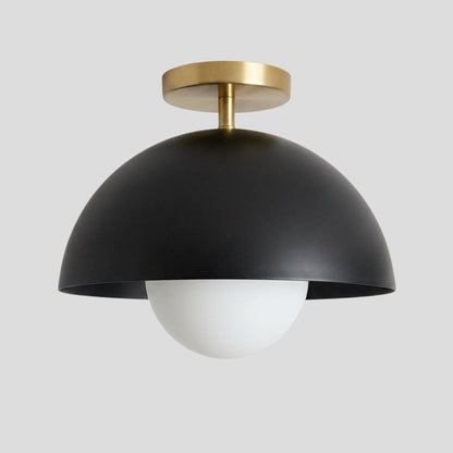 Brass Ceiling Light - Dome Black Semi Flush Mount