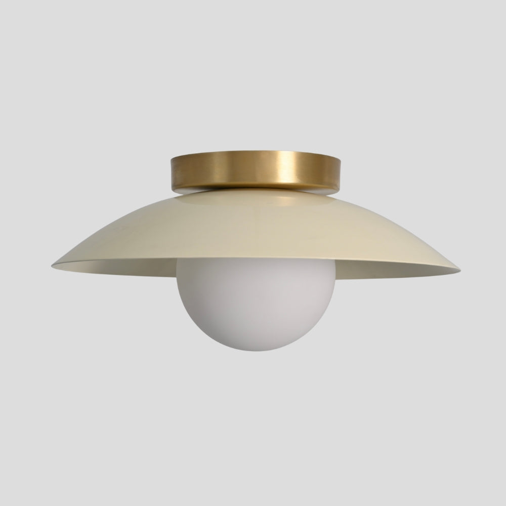 Brass Dome Flush Mount - Glass Globe Cream Shade