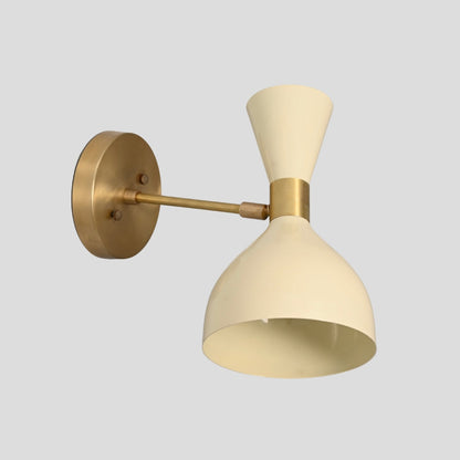 Brass Sconce Wall Lamp - Cream Hourglass Shade