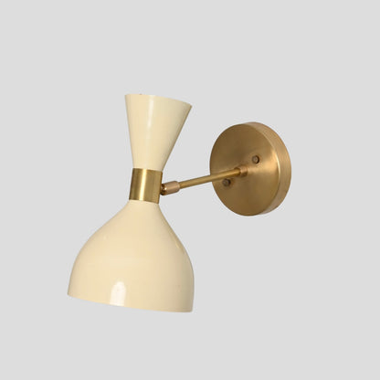 Brass Sconce Wall Lamp - Cream Hourglass Shade