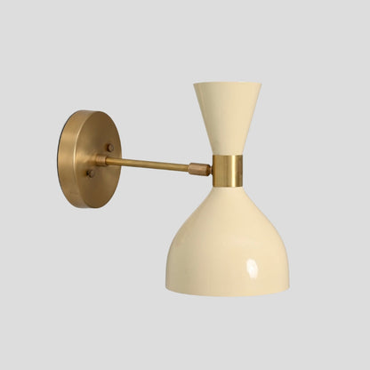 Brass Sconce Wall Lamp - Cream Hourglass Shade