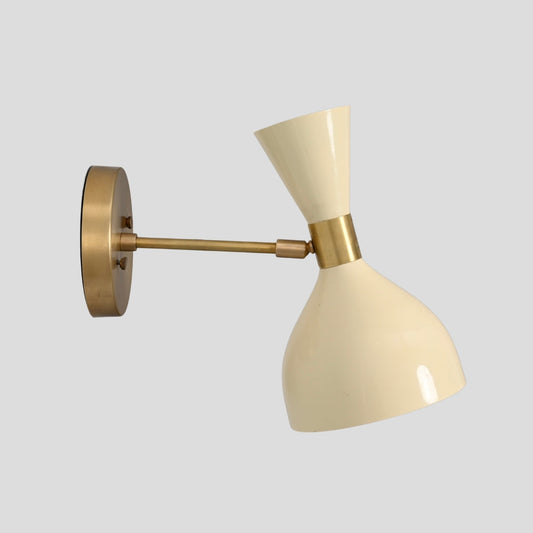 Brass Sconce Wall Lamp - Cream Hourglass Shade