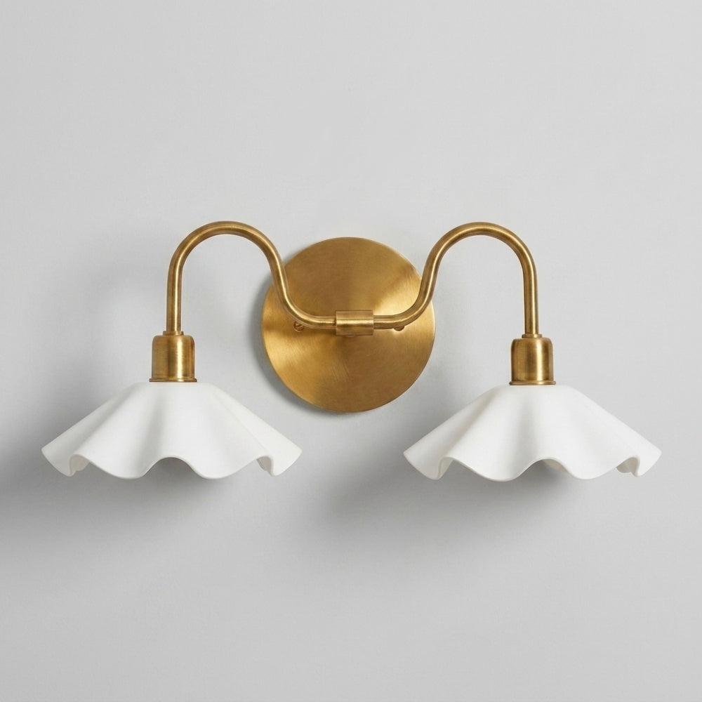 Double Flower Wall Sconce - Brass Vanity Light