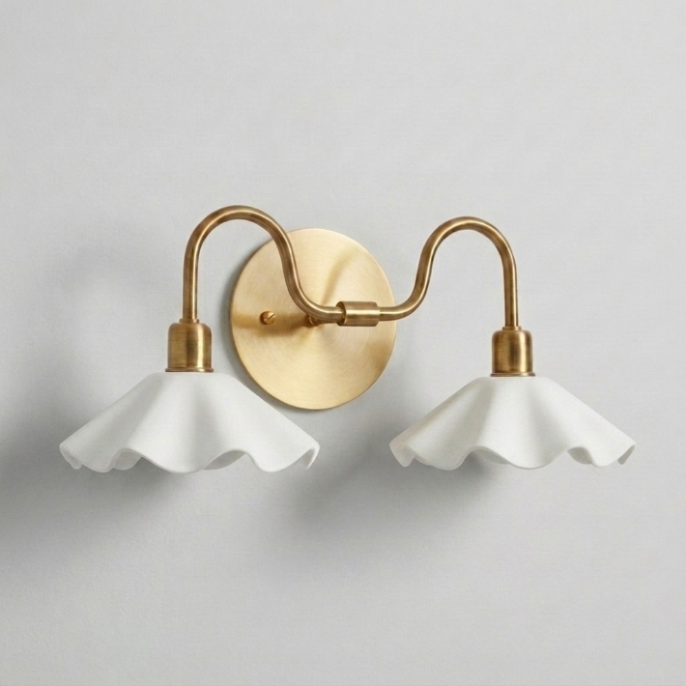 Double Flower Wall Sconce - Brass Vanity Light