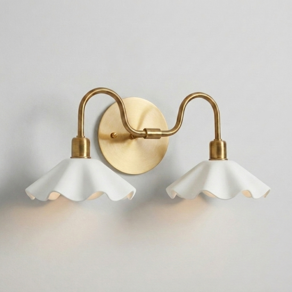 Double Flower Wall Sconce - Brass Vanity Light