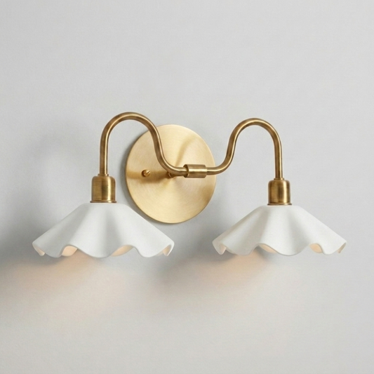 Double Flower Wall Sconce - Brass Vanity Light