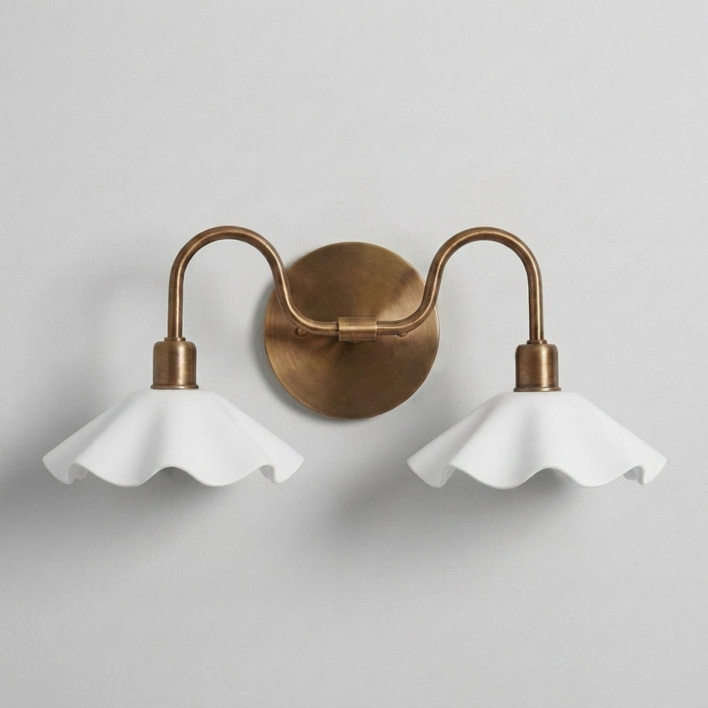 Double Flower Wall Sconce - White Vanity Light