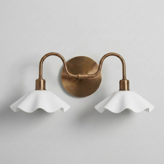 Double Flower Wall Sconce - White Vanity Light