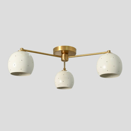 Flush Mount 3 Arm Ceiling Light - White Ball Shade