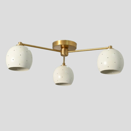 Flush Mount 3 Arm Ceiling Light - White Ball Shade