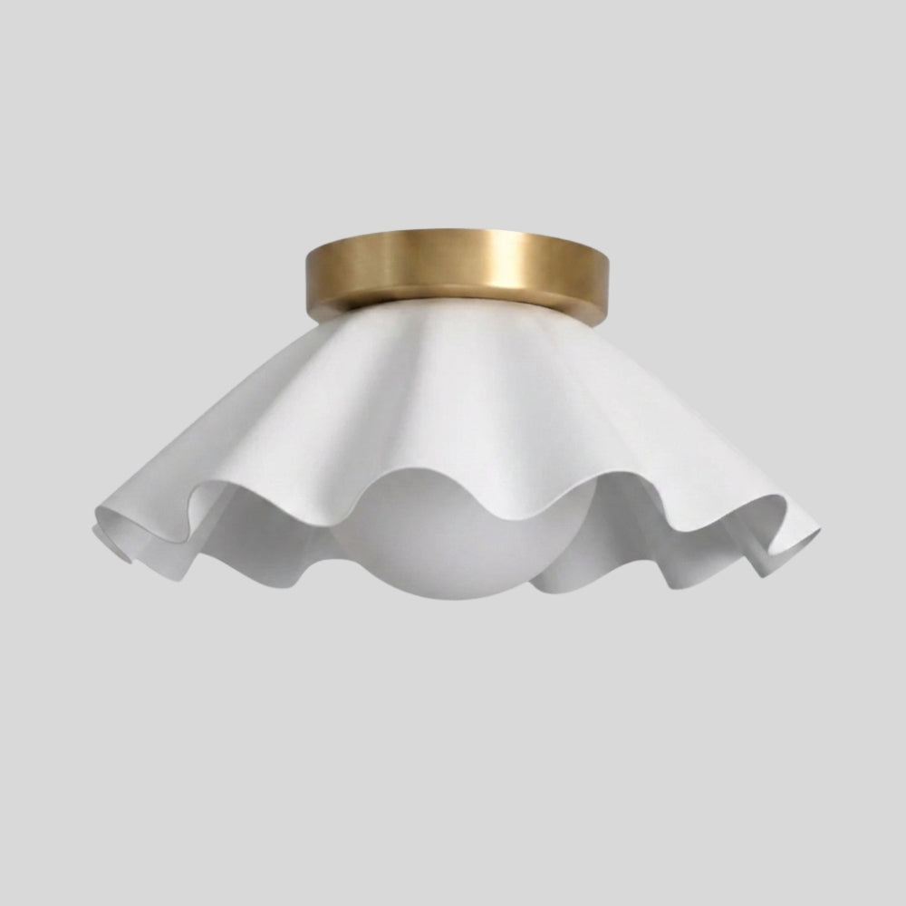 Flush Mount Ceiling Light Glass Globe - White Flower Shade