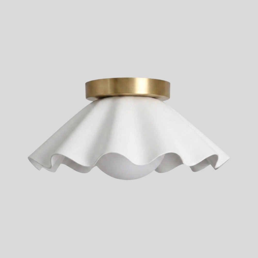 Flush Mount Ceiling Light Glass Globe - White Flower Shade