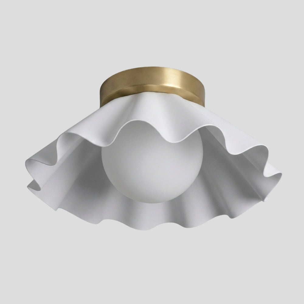Flush Mount Ceiling Light Glass Globe - White Flower Shade