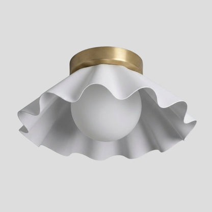 Flush Mount Ceiling Light Glass Globe - White Flower Shade