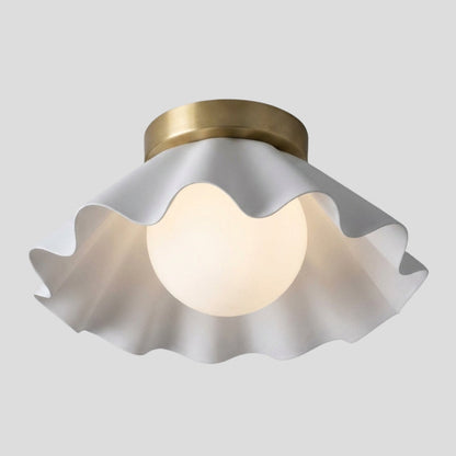 Flush Mount Ceiling Light Glass Globe - White Flower Shade