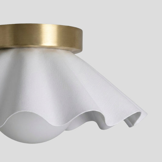 Flush Mount Ceiling Light Glass Globe - White Flower Shade