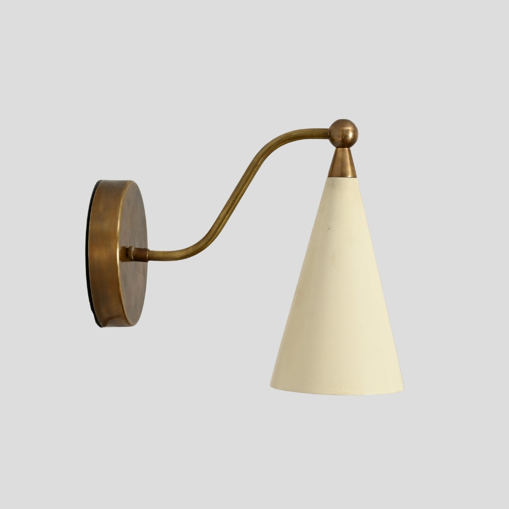 Mid century Sconce - Cream Cone Wall Lamp