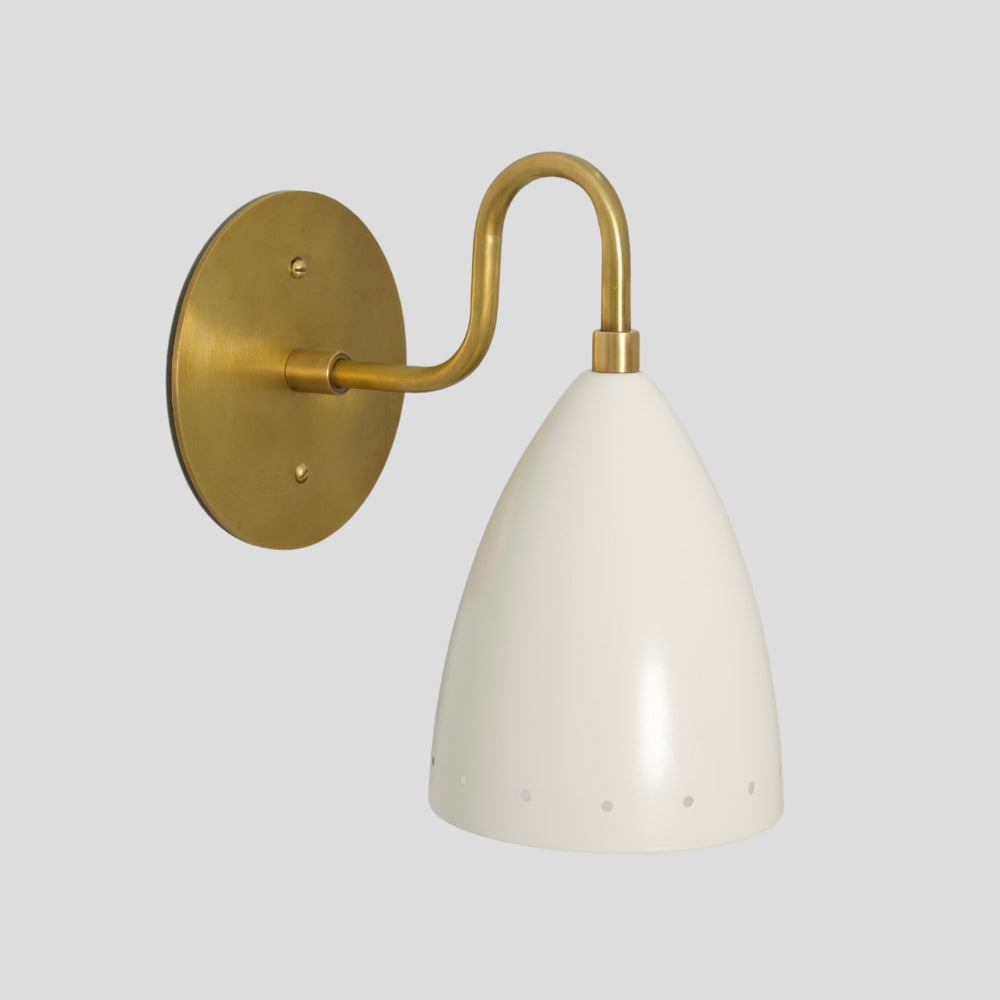 Modern White Wall Light - Brass Sconce