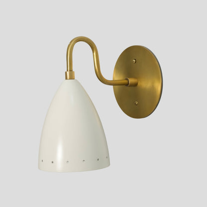 Modern White Wall Light - Brass Sconce