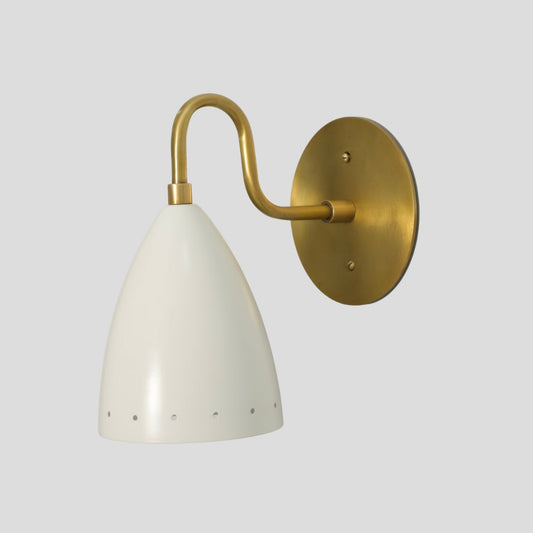 Modern White Wall Light - Brass Sconce