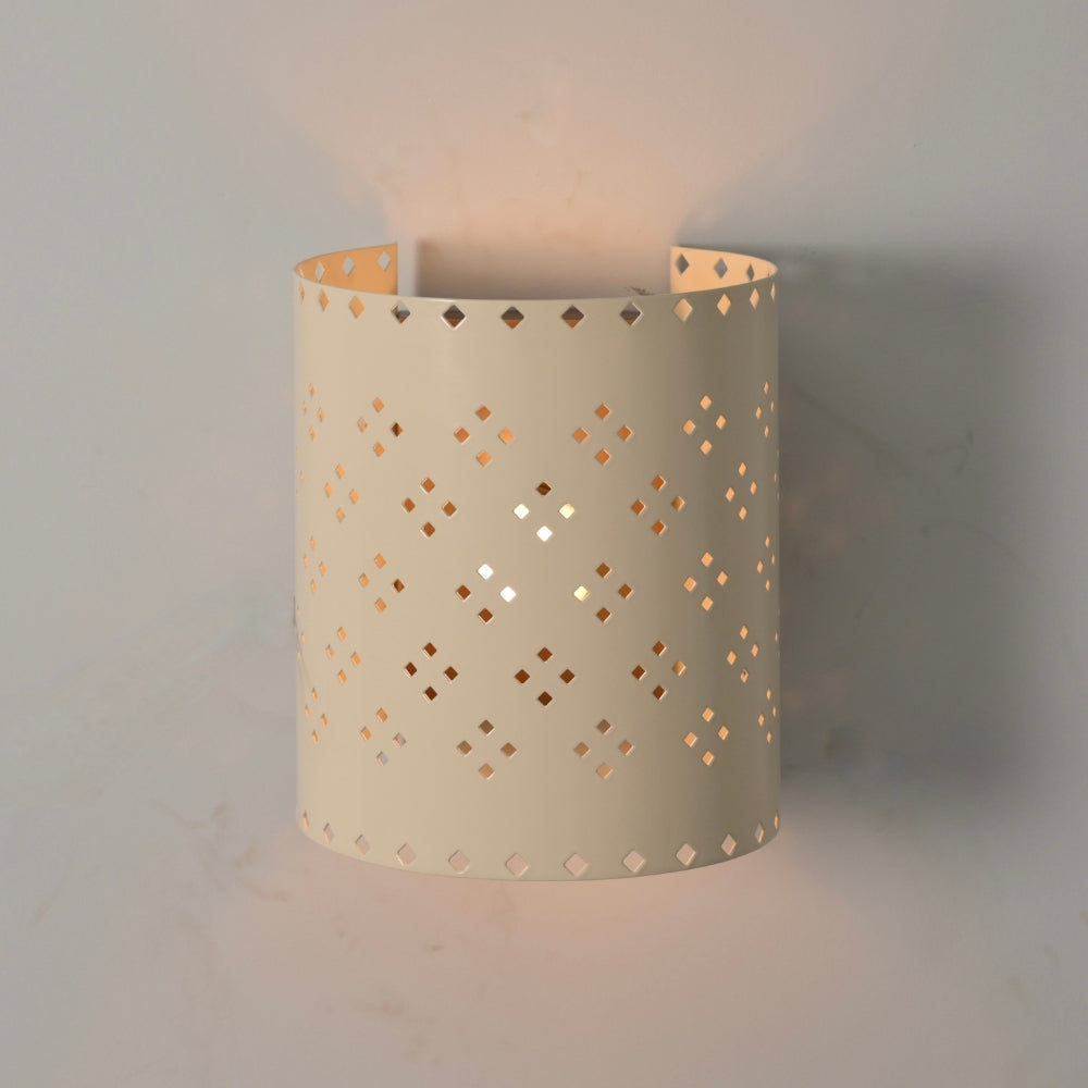 Perforated Wall Lamp - Cream Cylinder Sconce