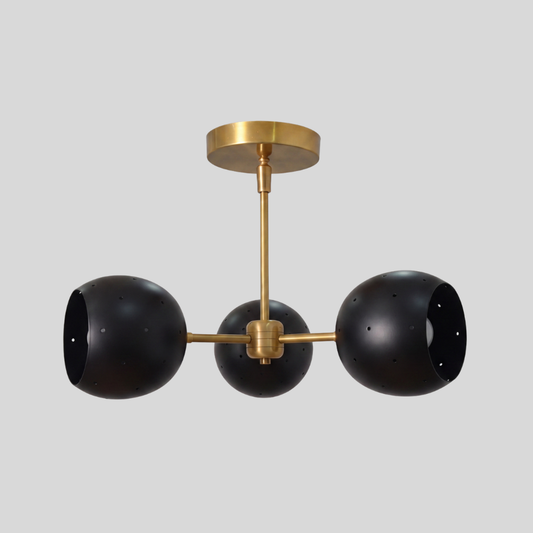 Semi Flush Mount 3 Light - Black Ball Shade