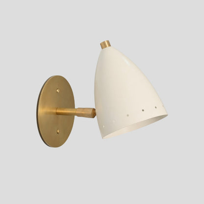 Small Brass Wall Sconce - White Bullet Shade