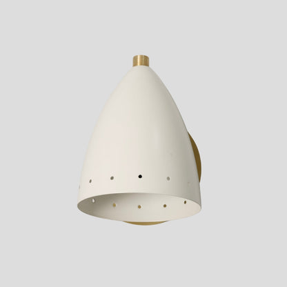 Small Brass Wall Sconce - White Bullet Shade