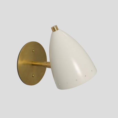 Small Brass Wall Sconce - White Bullet Shade