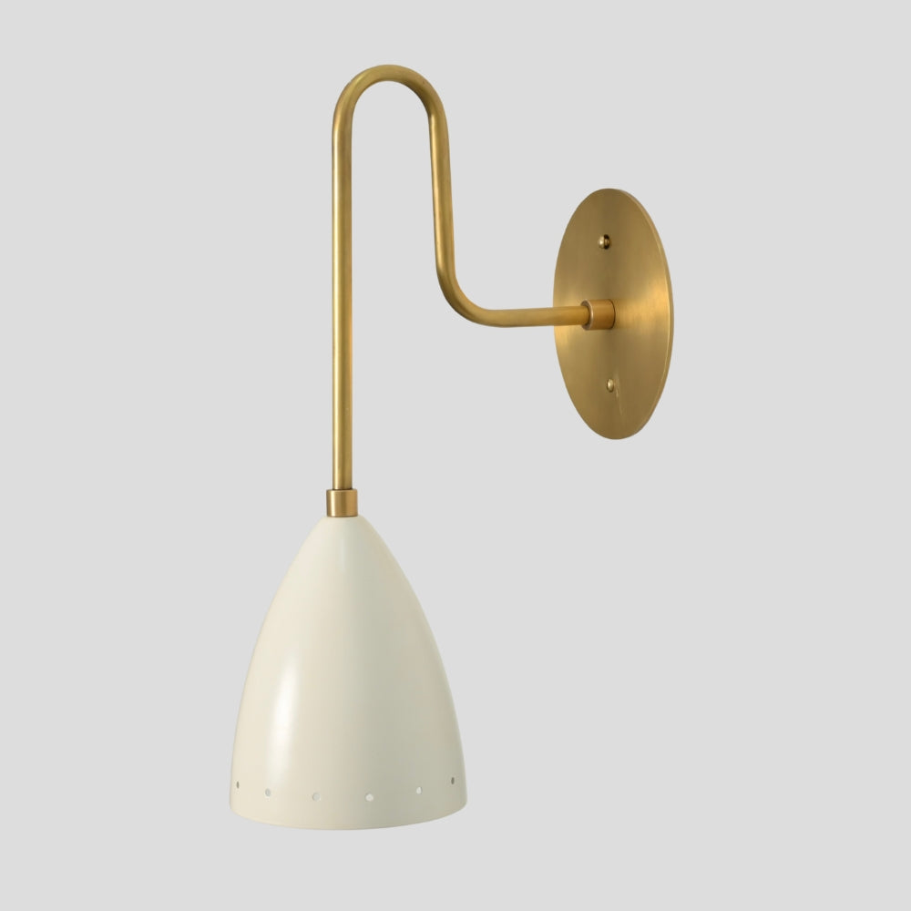 Tapered Dome Wall Lamp - Long Arm Brass Sconce