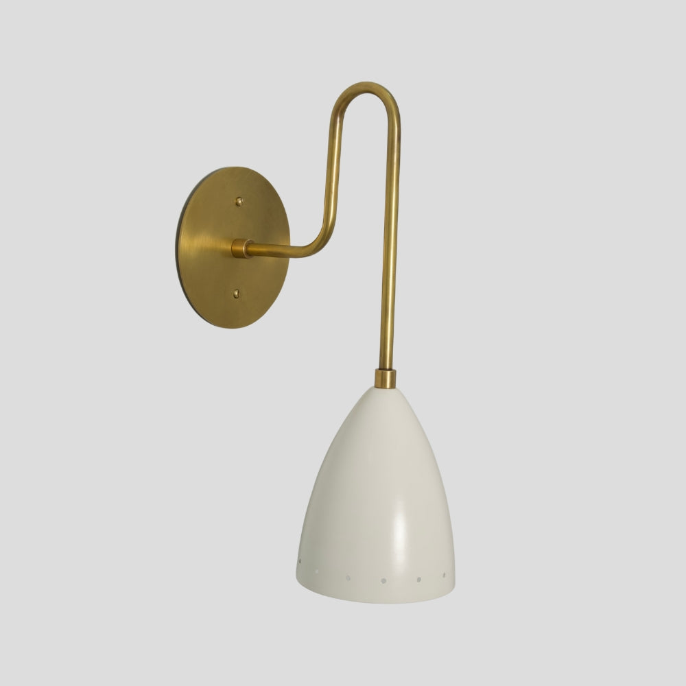 Tapered Dome Wall Lamp - Long Arm Brass Sconce