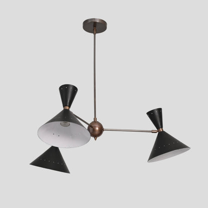 Three Arm Pendant Light - Perforated Black Shade